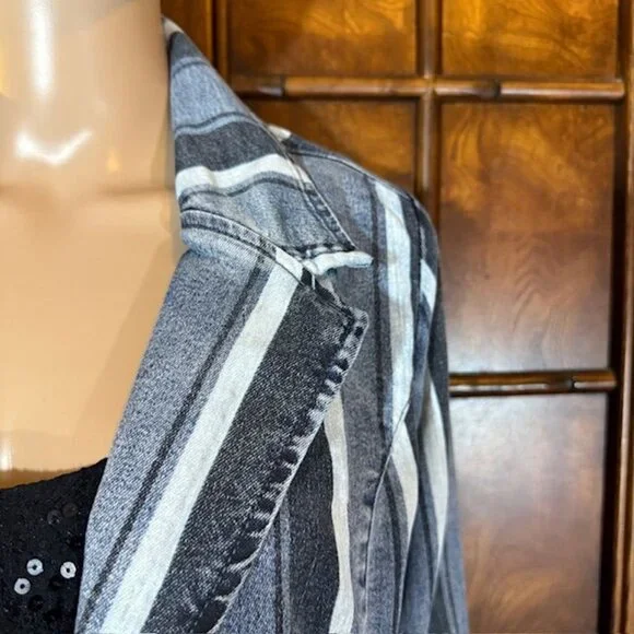 DG2 Multi Wash Stripe Stretch Cotton Blend Denim Blazer - Picture 7 of 12